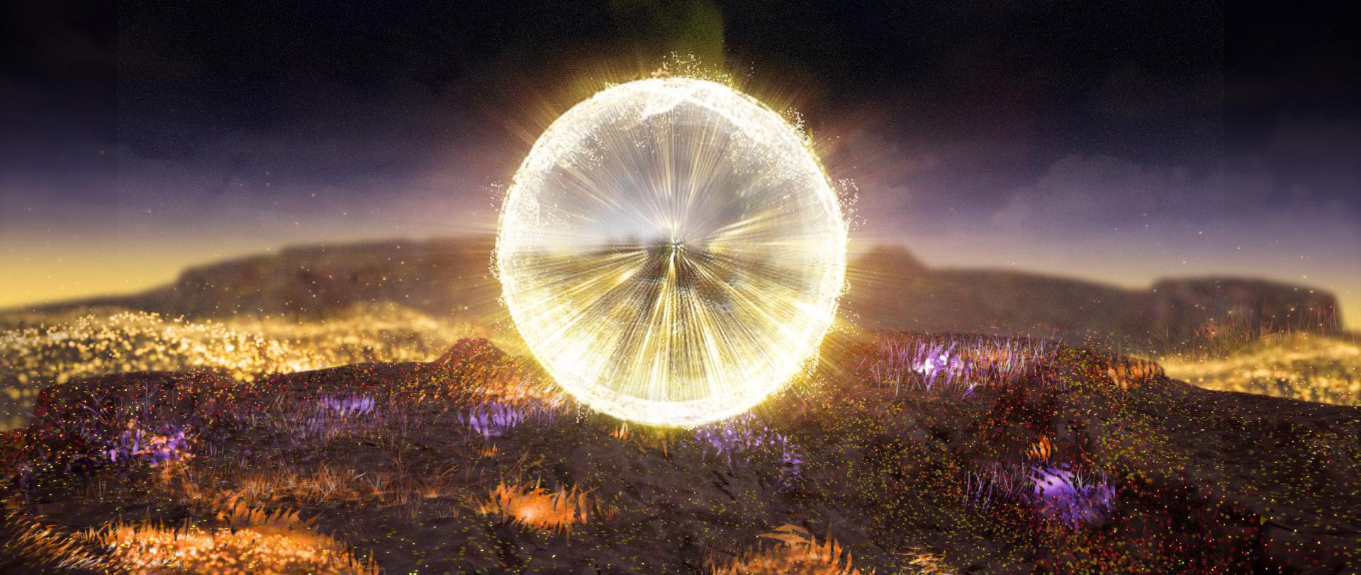 A bright sun shape generated by the audio